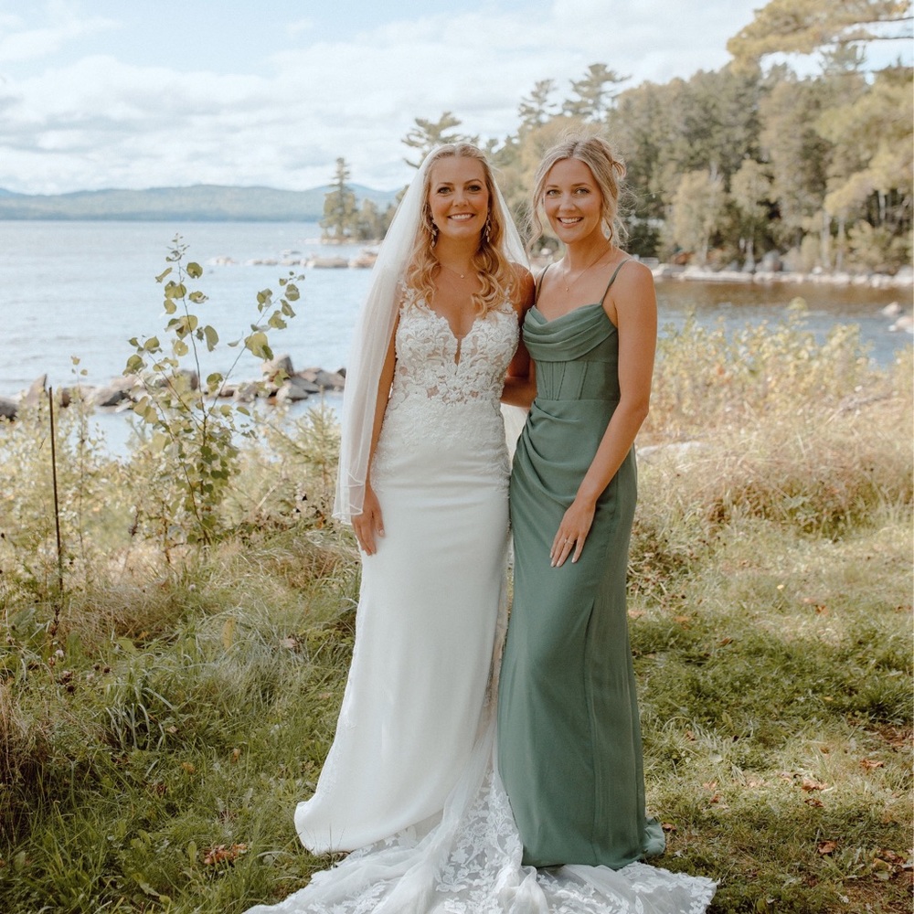 Azazie Green Corseted Bridesmaid Dress